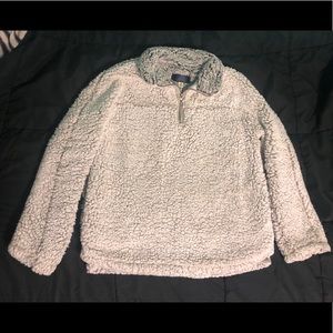 Sherpa fuzzy quarter zip jacket